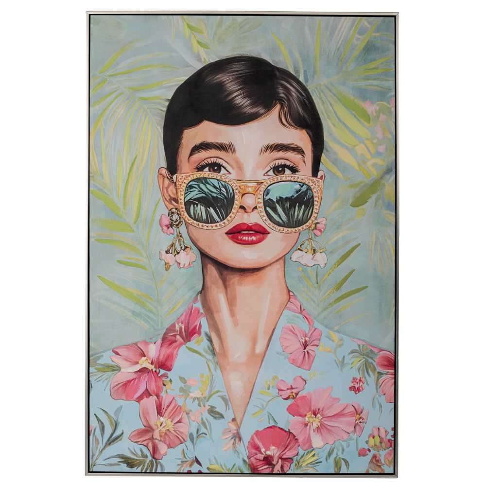 ΠΙΝΑΚΑΣ ΜΕΛΑΧΡΙΝΗ ΓΥΝΑΙΚΕΙΑ ΦΙΓΟΥΡΑ ΣΕ ΤΥΠΩΜΕΝΟ ΚΑΜΒΑ ΜΕ ΑΣΗΜΙ ΚΟΡΝΙΖΑ 80Χ120ΕΚ