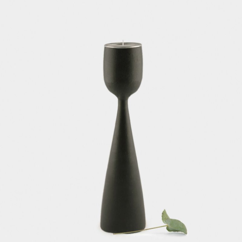 Κηροπήγιο ξύλινο Μαύρο - Μεσαίο 25εκ. EI1454