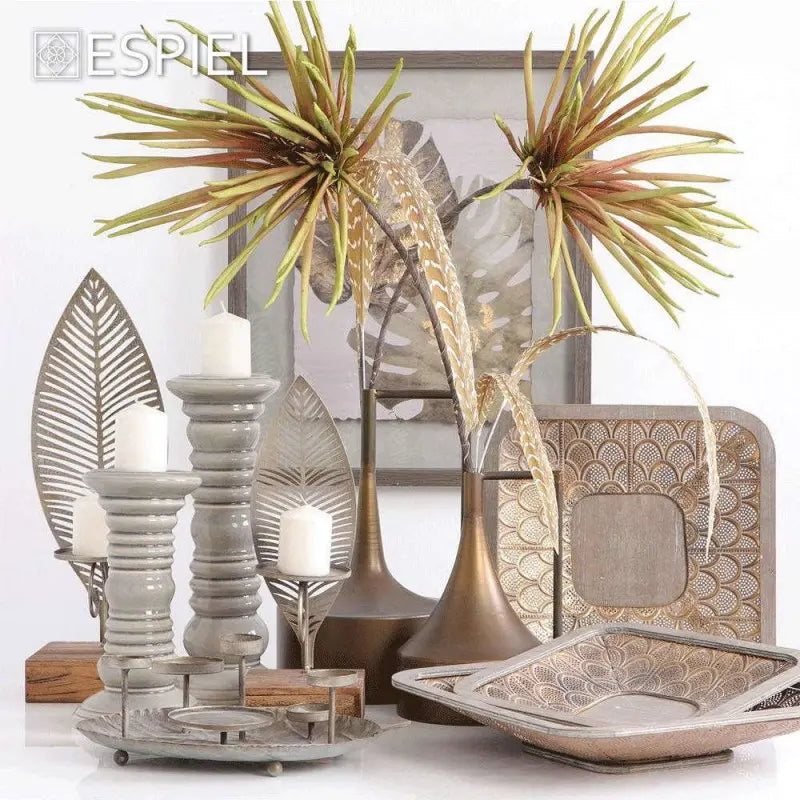 Κηροπήγιο Μεταλλικό 6 Θέσεων Bronze 35,5x25,5x12,5cm LIX123