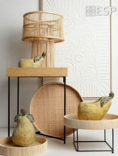 Διακοσμητικός δίσκος ψάθινος στρογγυλός 35x35x30cm MOT107