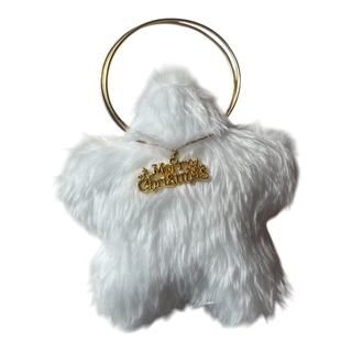 Λευκό Αστέρι Γούνινο Γούρι Merry Christmas Χειροποίητο 13x13cm BI-L244802