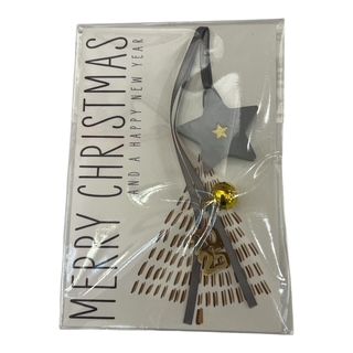 Χειροποίητο Κεραμικό Γούρι Αστεράκι Γκρι/Χρυσό 2025 Μαγνητάκι 5cm R04G