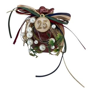 Χειροποίητο Κεραμικό Ρόδι Γούρι 2025 Κόκκινο/Χρυσό Μεταλλικό 7x9cm 26400-02Δ