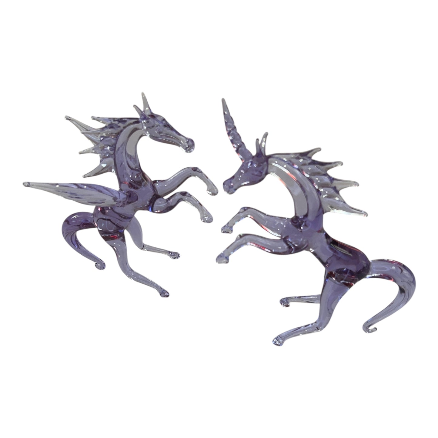 Πήγασος Διακοσμητικό Χειροποίητο Γυάλινο Γκρι - Λιλά 12.5x5.5x16.5cm PGLG16R5