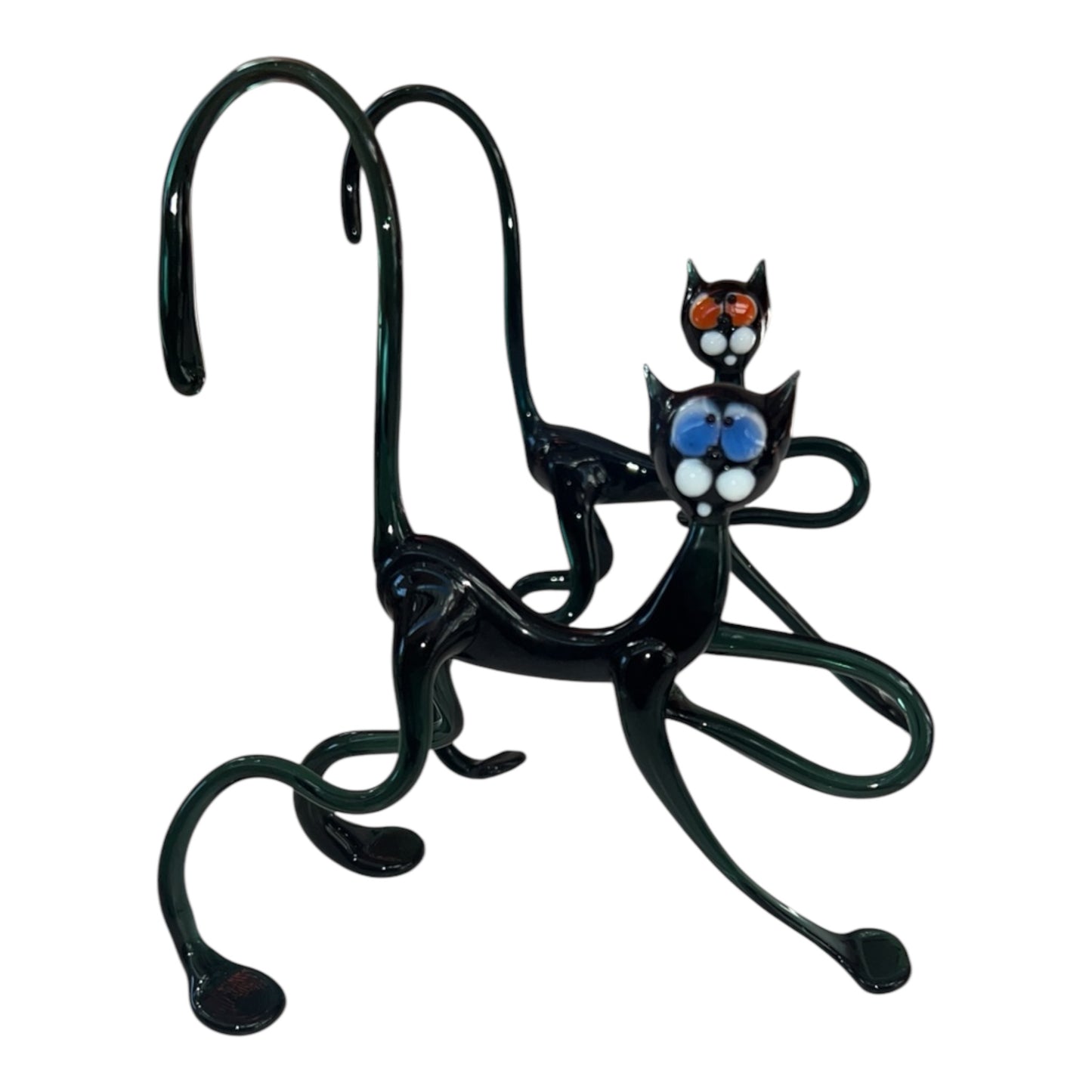 Γάτα Διακοσμητική Χειροποίητη Μαύρη Γυάλινη Cartoon 8x15.5x17.5cm CATBLCRT21