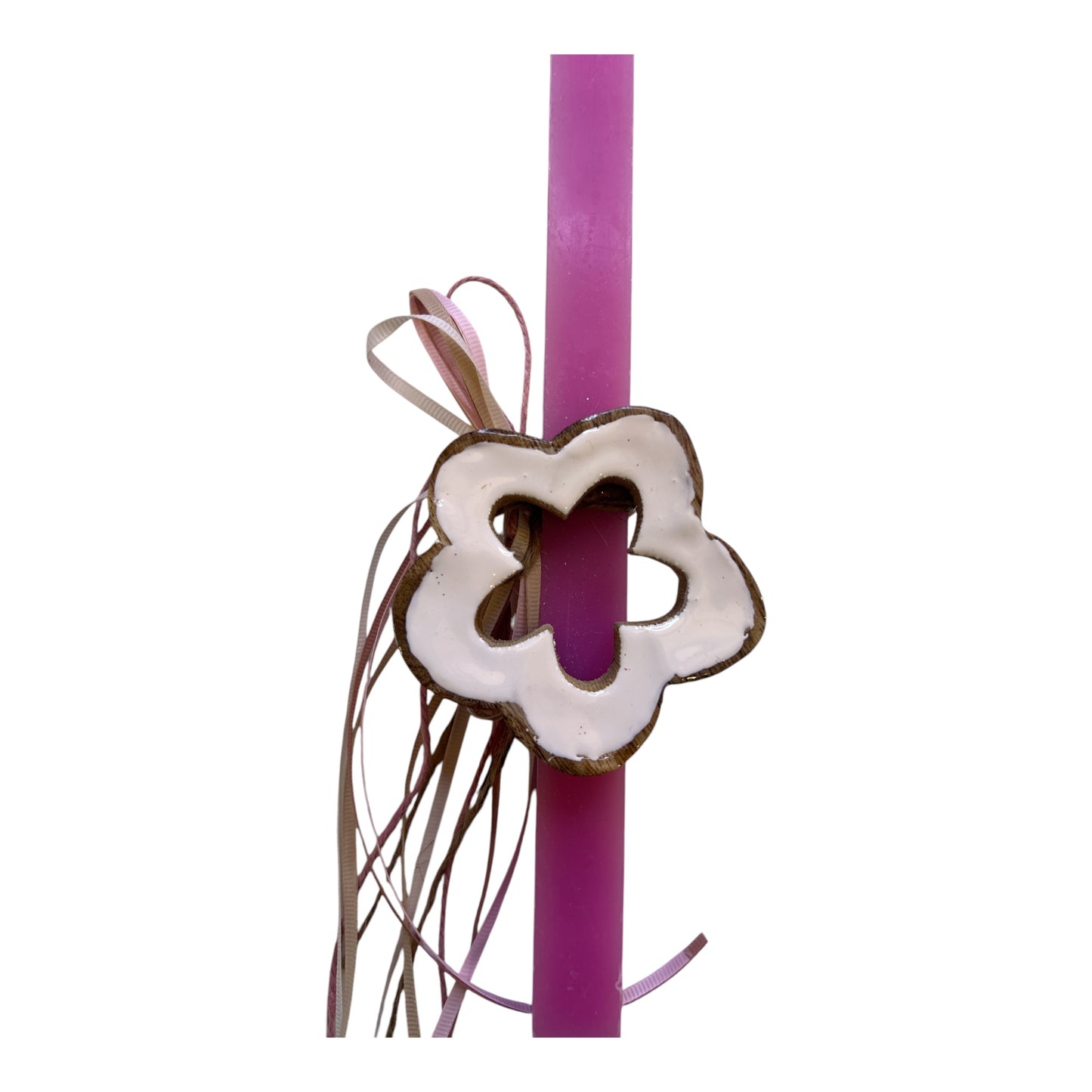 Λαμπάδα Ξύλο-Σμάλτο Ροζ 15109Ρ