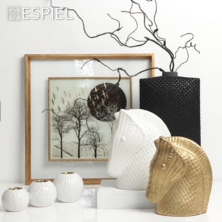 Βάση ρεσώ κεραμικό λευκό - χρυσό 11x11x10εκ ROD257K4