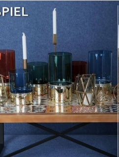 Κηροπήγιο γυάλινο μπλε 15x15x30εκ SAX104