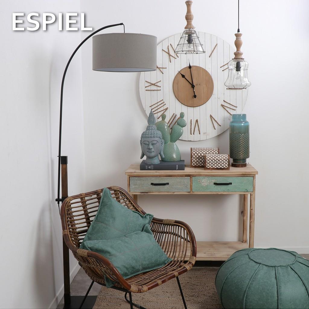 Διακοσμητικό Φωτιστικό Γυάλινο με Ξύλινη Βάση Γαλάζιο - Χρυσό Πλέγμα 41,5εκ VID132