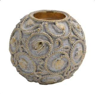 Κηροπήγιο λευκό - χρυσό 9x9x9εκ 279-124-229