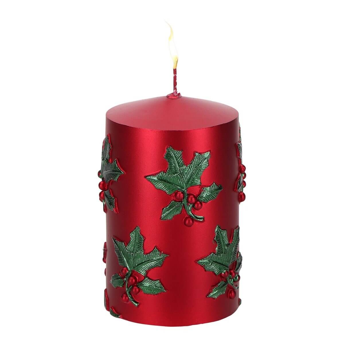 ΚΕΡΙ ΜΕ ΓΚΙ ΚΟΚΚΙΝΟ ΠΡΑΣΙΝΟ ΧΡΙΣΤΟΥΓΕΝΝΙΑΤΙΚΟ 7,3X7,3X12,5 CM