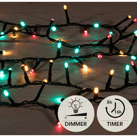 ΦΩΤΑΚΙΑ 700 LED MULTI ΠΡΑΣΙΝΟ ΚΟΚΚΙΝΟ CLASSIC IVY 16M - 5MM CONCAVE LED - 4MTR ΚΑΛΩΔΙΟ ΜΑΥΡΟ - 31V/IP44 TRANSFORMER 6VA - ON / 8/16H TIMER / OFF / DIMMER