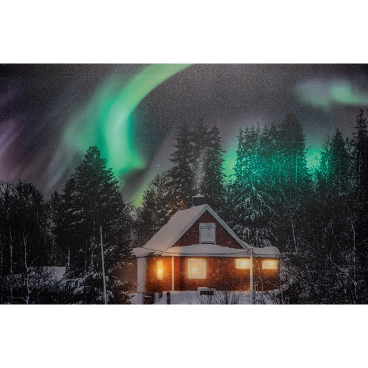 ΠΙΝΑΚΑΣ LED "RED HOUSE / NORTHERN LIGHT MOVING"  INDOOR CANVAS 38X58X2,5CM 4LED ΜΠΑΤΑΡΙΑΣ 2AA