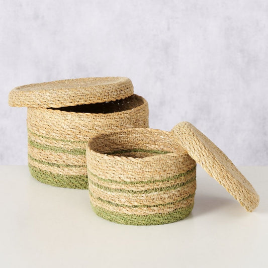 ΚΑΛΑΘΙ Agostina Set/2 H11/12cm, D17/20cm, ΠΡΑΣΙΝΟ ΦΥΣΙΚΟ Seagrass