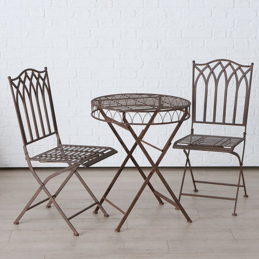 ΣΕΤ ΚΗΠΟΥ SET/3 Brenda H72-93cm ΤΡΑΠ 60cm+2ΚΑΡΕΚΛΕΣ ΑΝΤΙΚΕ ΚΑΦΕ iron
