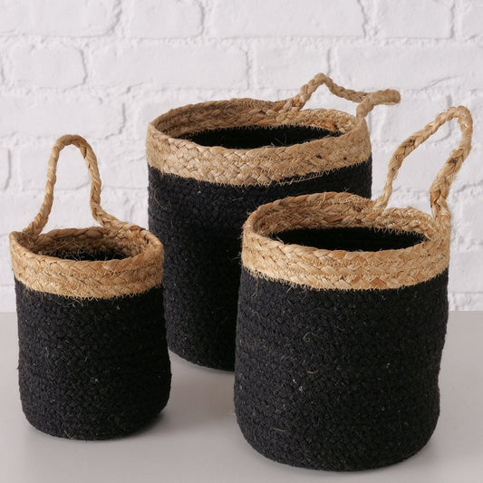 ΚΑΛΑΘΙ set/3  ΨΑΘΙΝΟ ΜΑΥΡΟ/ΦΥΣΙΚΟ Blabas H15-20cm D11-18cm