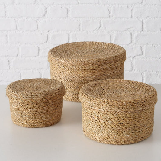 ΚΑΛΑΘΙ Set/3 ΨΑΘΙΝΟ ΦΥΣΙΚΟ Sophy H10/12/14cm D15/20/25 cm seagrass