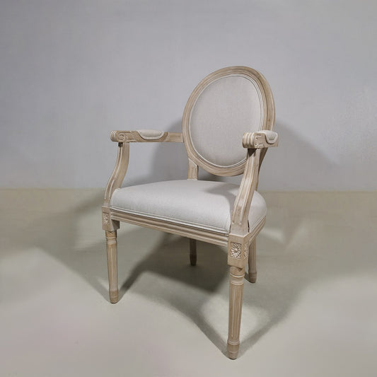 ΚΑΡΕΚΛΟΠΟΛΥΘΡΟΝΑ LOUIS NATURAL RUBBER WOOD COTTON LINEN IVOIRE 25000 W58xD62xH48/102CM