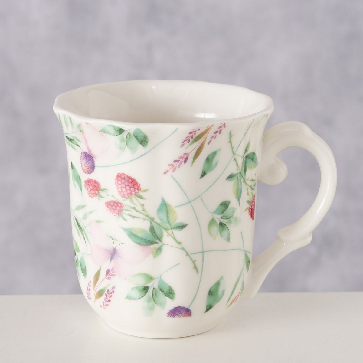 ΚΟΥΠΑ ΣΧΕΔΙΟ ΒΑΤΟΜΟΥΡΟ Fantasy,H 10cm D 10cm 350ml, Dishwasher proof,  Floral ΠΡΑΣΙΝΟ ΡΟΖ New Bone