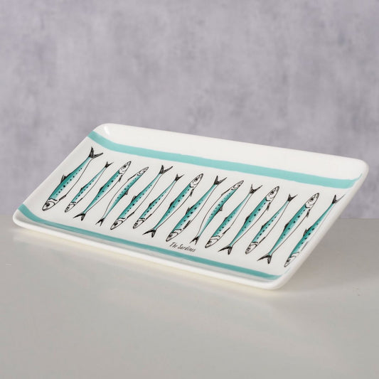 ΔΙΣΚΟΣ ΣΕΡΒΙΡΙΣΜΑΤΟΣ ΣΧΕΔΙΟ Sardine ΛΕΥΚΟ ΤΙΡΚΟΥΑΖ 26Χ11Χ2cm,  New Bone