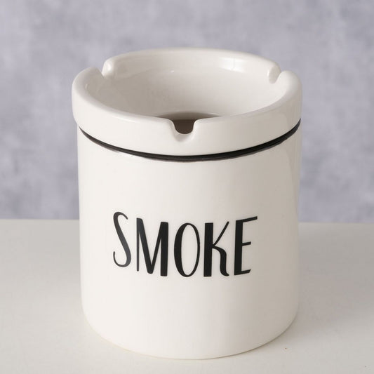ΣΤΑΧΤΟΔΟΧΕΙΟ Smoke H10cm D9cm  ΑΣΠΡΟ ΜΑΥΡΟ ΚΕΡΑΜΙΚΟ
