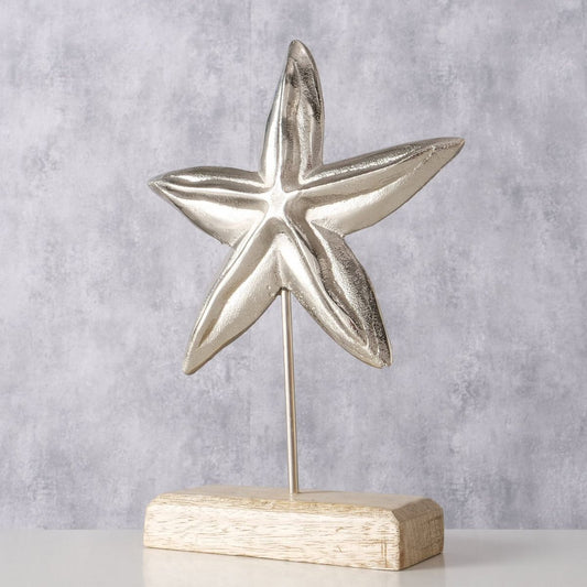 ΑΣΤΕΡΙΑΣ ΔΙΑΚΟΣΜΗΤΙΚΟ Zeester ΑΣΗΜΙ ΑΛΟΥΜΙΝΙΟ ΣΕ ΒΑΣΗ ΞΥΛΟ Mango  18Χ5Χ26cm