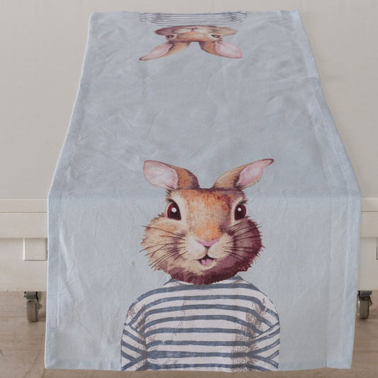 ΤΡΑΒΕΡΣΑ ΣΧΕΔΙΟ ΛΑΓΟΣ Jonas 140Χ40cm ΜΠΛΕ ΚΑΦΕ Cotton