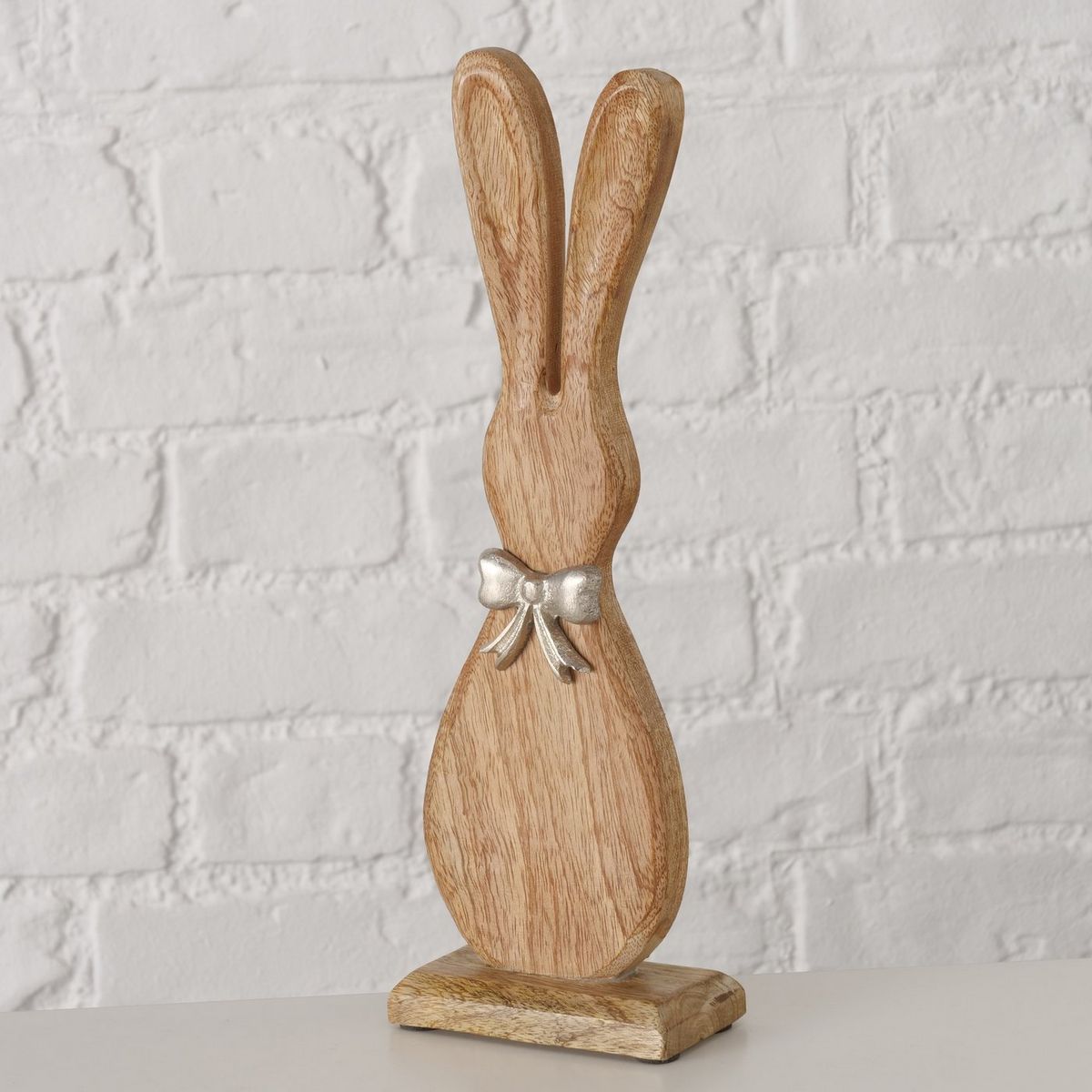 ΛΑΓΟΣ ΞΥΛΙΝΟΣ Helmy ΜΕ ΦΙΟΓΚΟ ΑΣΗΜΙ ΑΛΟΥΜΙΝΙΟ ΣΕ ΒΑΣΗ ΞΥΛΟ Mango  10Χ6Χ31cm