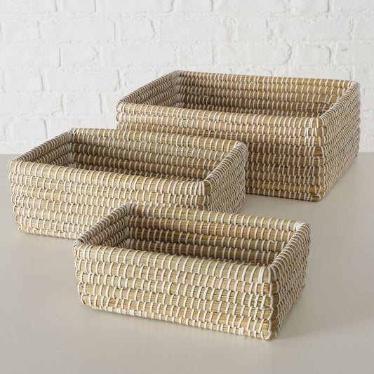 ΚΑΛΑΘΙ Set/3 ΠΛΕΚΤΡΟ ΛΕΥΚΟ ΚΑΛΑΜΙ Hamilton  28Χ19Χ10cm, 33Χ23Χ12cm, 38x23x12cm