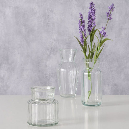 ΒΑΖΟ Tilla Set/3 H9/14/16cm, D8/6/7cm ΔΙΑΦΑΝΕΣ ΓΥΑΛΙ
