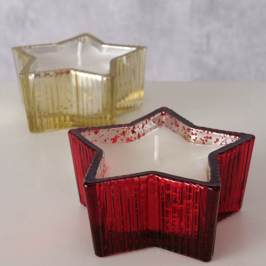 ΚΕΡΙ ΑΣΤΕΡΙ 2/ass Stelly 9X9X4cm ΚΟΚΚΙΝΟ ΧΡΥΣΟ ΓΥΑΛΙ ΠΑΡΑΦΙΝΗ