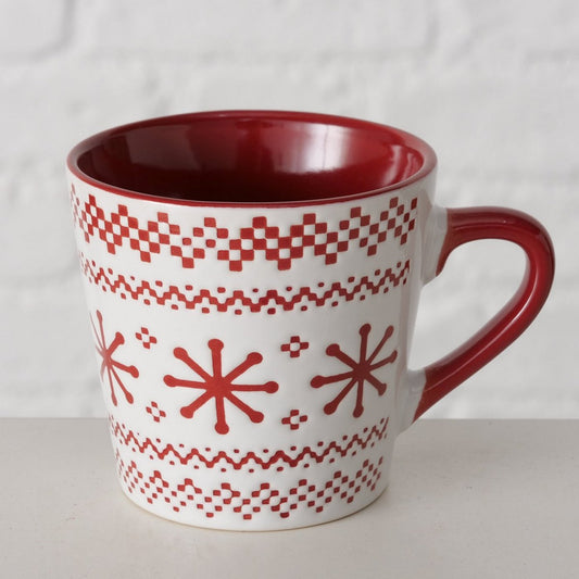 ΚΟΥΠΑ ΧΙΟΝΟΝΙΦΑΔΑ Snowflaky 190ml ΚΟΚΚΙΝΟ ΛΕΥΚΟ Dishwasher proof ΚΕΡΑΜΙΚΟ