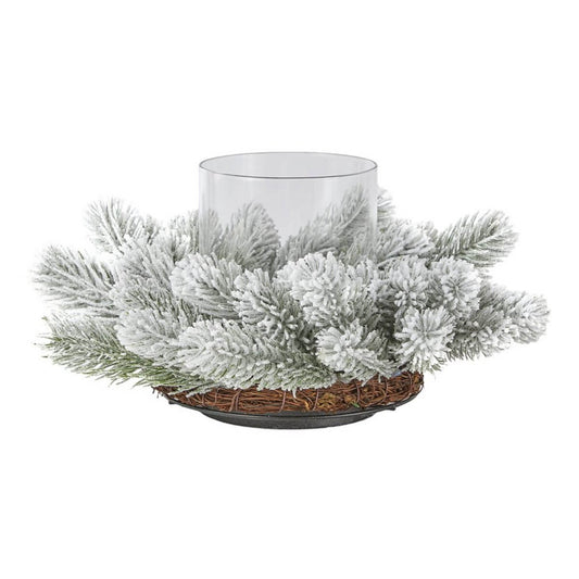 ΚΗΡΟΠΗΓΙΟ ΓΥΑΛΙΝΟ ΜΕ ΣΤΕΦΑΝΙ ΧΙΟΝΙΣΜΕΝΟΥ ΠΕΥΚΟΥ ΣΕ ΒΑΣΗ BABOO D:33 CM