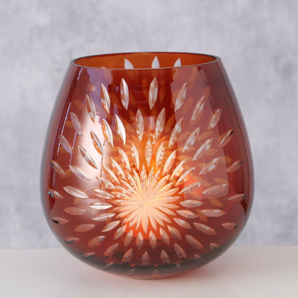 ΚΗΡΟΠΗΓΙΟ Matahari H13cm,  D13cm ΚΑΦΕ ΓΥΑΛΙ lacquered