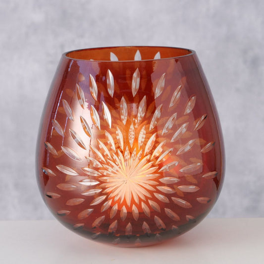 ΚΗΡΟΠΗΓΙΟ Matahari H13cm,  D13cm ΚΑΦΕ ΓΥΑΛΙ lacquered