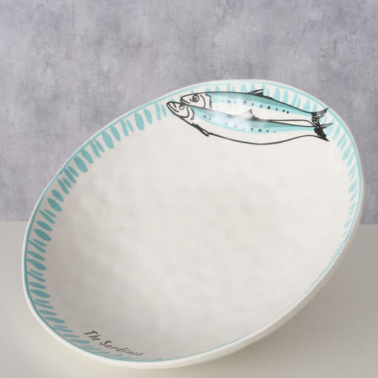 ΜΠΟΛ ΣΧΕΔΙΟ Sardine ΛΕΥΚΟ ΤΙΡΚΟΥΑΖ H8cm D33cm Dishwasher proof ΠΟΡΣΕΛΑΝΗ