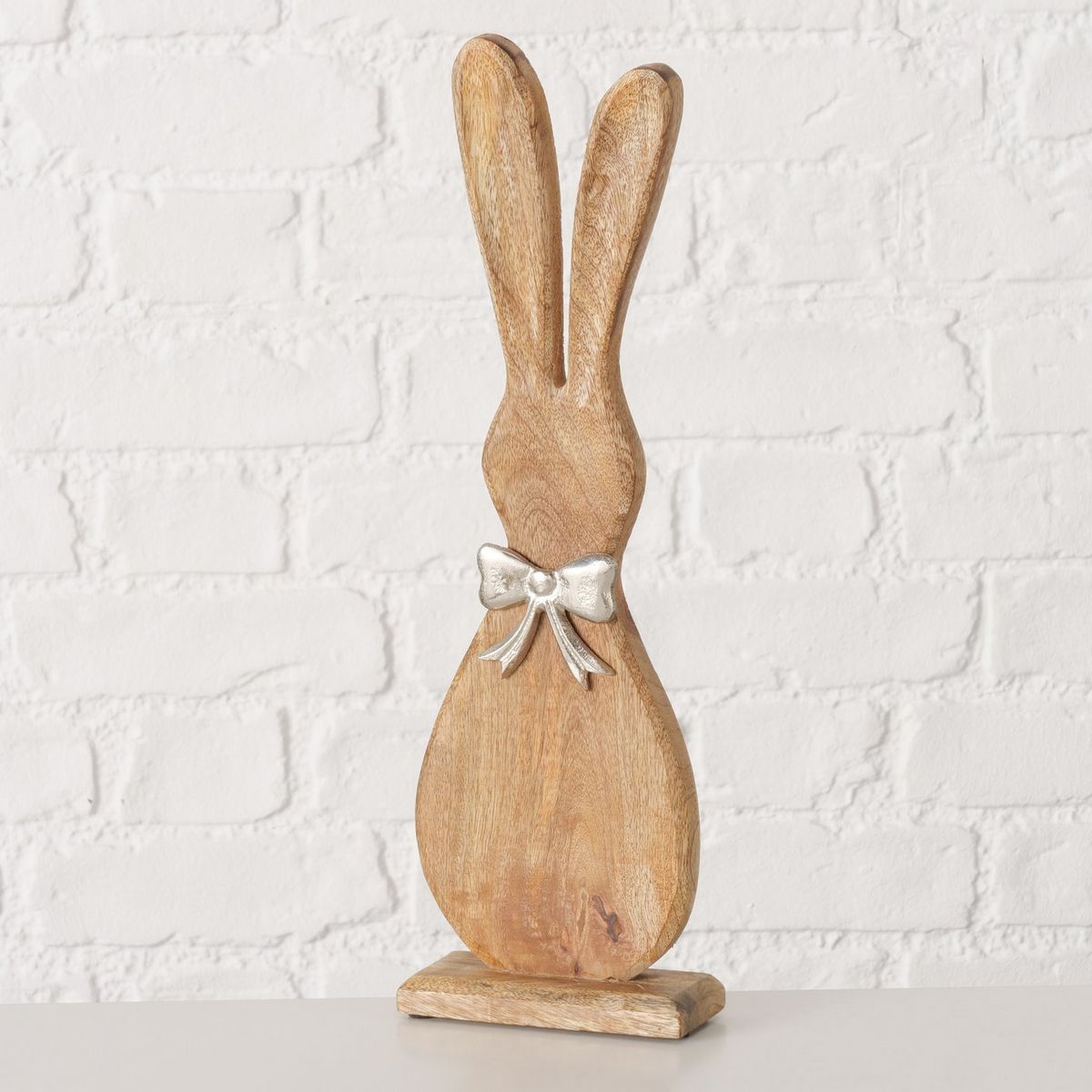 ΛΑΓΟΣ ΞΥΛΙΝΟΣ Helmy ΜΕ ΦΙΟΓΚΟ ΑΣΗΜΙ ΑΛΟΥΜΙΝΙΟ ΣΕ ΒΑΣΗ ΞΥΛΟ Mango  13Χ5Χ41cm