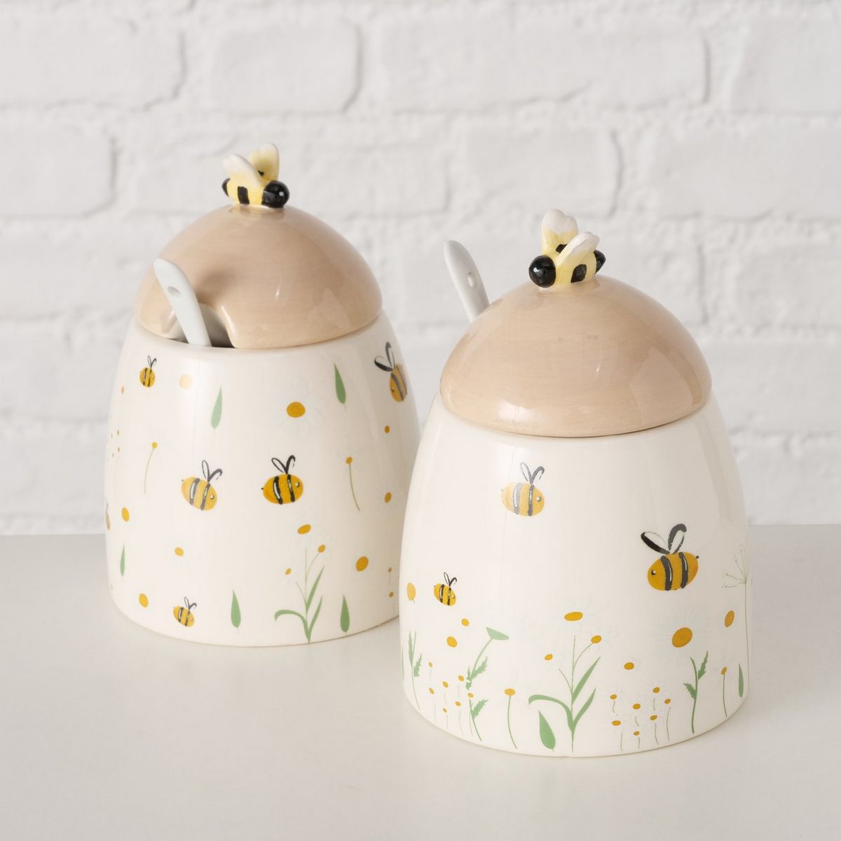 ΔΟΧΕΙΟ ΑΠΟΘΗΚΕΥΣΗΣ H14CM D 11cm Honey, 2/ass Dishwasher proof, ΚΕΡΑΜΙΚΟ