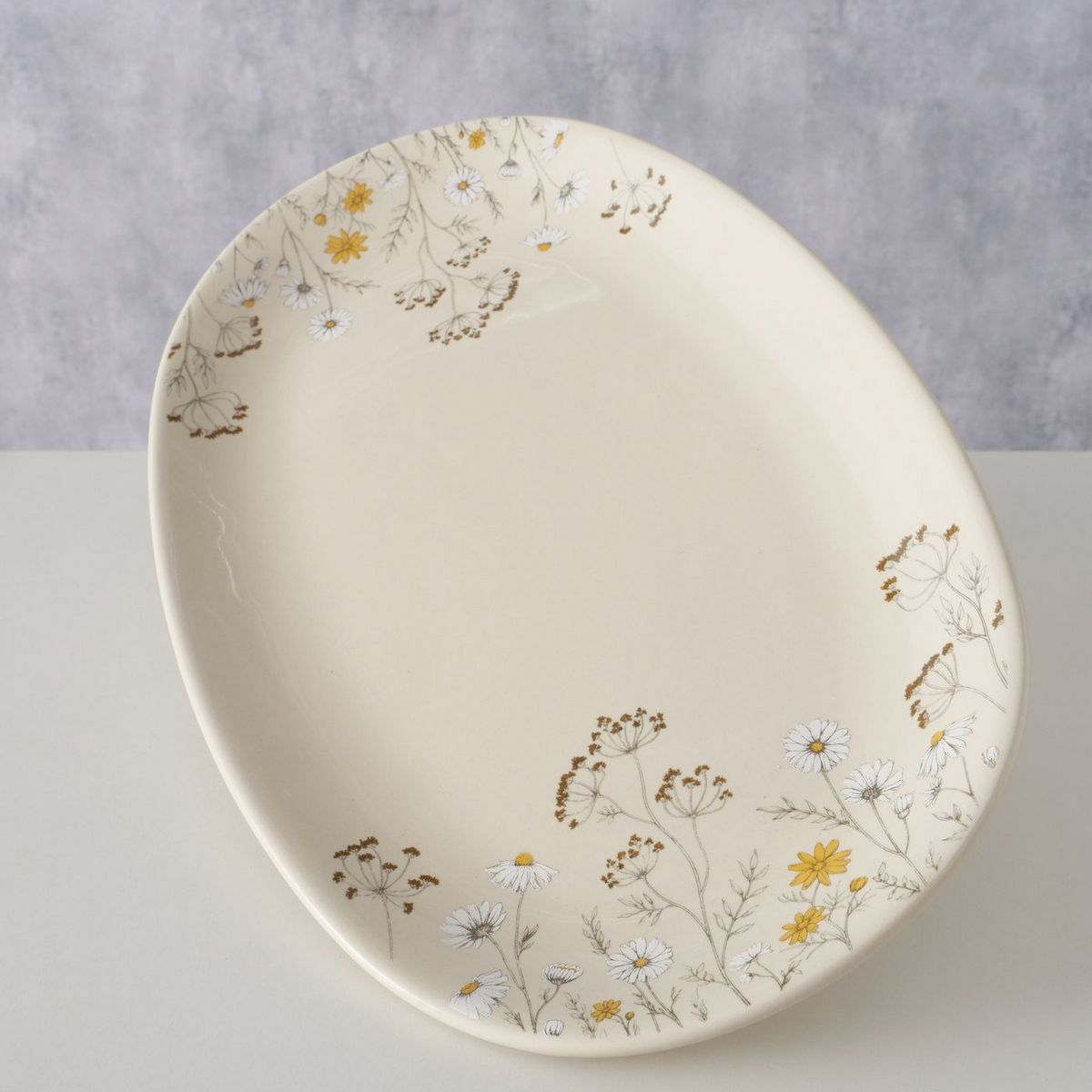 ΠΙΑΤΕΛΑ ΣΧΕΔΙΟ 29/18/3 cm Meadow, ΟΒΑΛ ΕΚΡΟΥ , Floral, ΚΕΡΑΜΙΚΟ