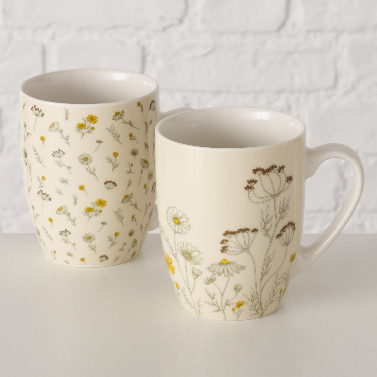 ΚΟΥΠΑ 2/ass H11cm D8cm ΣΧΕΔΙΟ Meadow, ΕΚΡΟΥ 350ml, Dishwasher proof, Floral NEW BONE