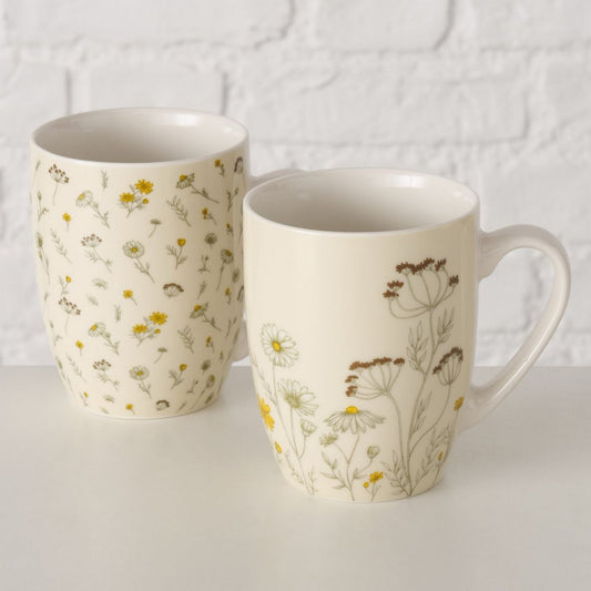 ΚΟΥΠΑ 2/ass H11cm D8cm ΣΧΕΔΙΟ Meadow, ΕΚΡΟΥ 350ml, Dishwasher proof, Floral NEW BONE