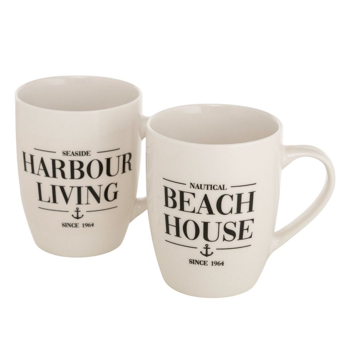 ΚΟΥΠΑ 2/ass H 10cm D8cmΛΕΥΚΟ ΜΑΥΡΟ BEACH HOUSE Nautic, 350ml, Dishwasher proof