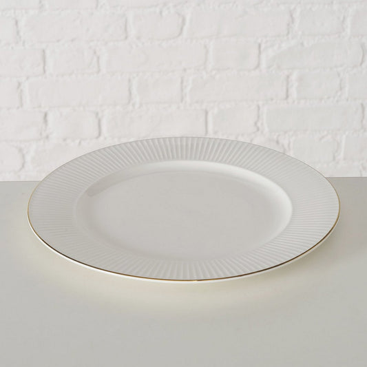ΠΙΑΤΟ ΦΑΓΗΤΟΥ Kelly D26,5cm ΛΕΥΚΟ ΧΡΥΣΗ ΡΙΓΑ New Bone ΠΟΡΣΕΛΑΝΗ