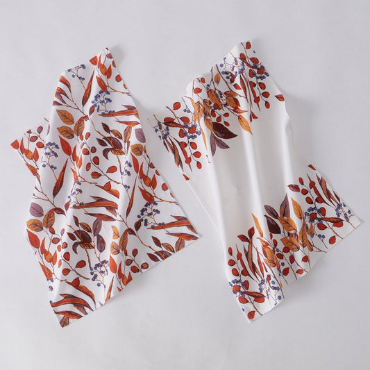 ΠΕΤΣΕΤΑ set/2 ΓΙΑ ΤΣΑΙ Brinja ΣΧΕΔΙΟ ΦΥΛΛΑ ΚΑΦΕ L70cm W50cm Cotton