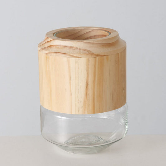 ΒΑΖΟ Naruna ΔΙΑΦΑΝΕΣ ΓΥΑΛΙ ΜΕ ΞΥΛΟ ΦΥΣΙΚΟ Pine D19 H25cm