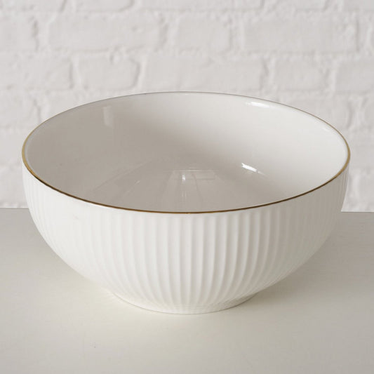 ΜΠΟΛ ΛΕΥΚΟ ΧΡΥΣΗ ΡΙΓΑ Kelly 550ml H7cm D15cm New Bone ΠΟΡΣΕΛΑΝΗ