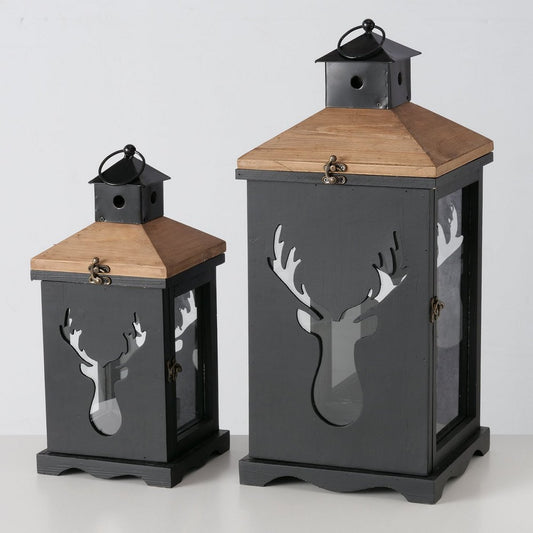 ΦΑΝΑΡΙ Set/2 Vilbert ΣΧΕΔΙΟ ΕΛΑΦΙ  ΜΑΥΡΟ 18Χ18Χ40cm  24Χ24Χ56cm