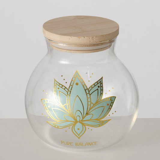 ΔΟΧΕΙΟ ΑΠΟΘΗΚΕΥΣΗΣ H13 cm D 13cm Bali, ΚΑΠΑΚΙ 1000 ml Bamboo ΔΙΑΦΑΝΕΣ ΓΥΑΛΙ