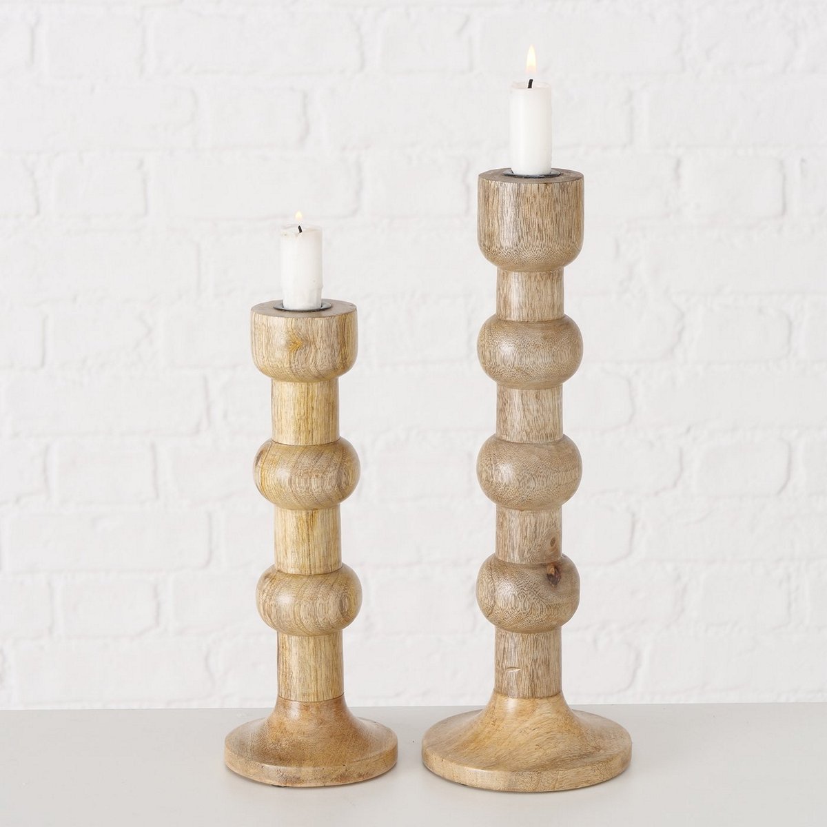 ΚΗΡΟΠΗΓΙΟ Set/2 Bubbles 10Χ10Χ26cm 12Χ12Χ34cm  ΦΥΣΙΚΟ ΞΥΛΟ Mango