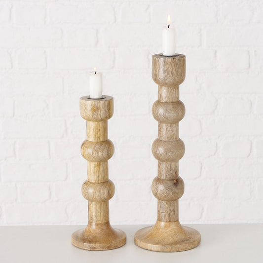ΚΗΡΟΠΗΓΙΟ Set/2 Bubbles 10Χ10Χ26cm 12Χ12Χ34cm  ΦΥΣΙΚΟ ΞΥΛΟ Mango